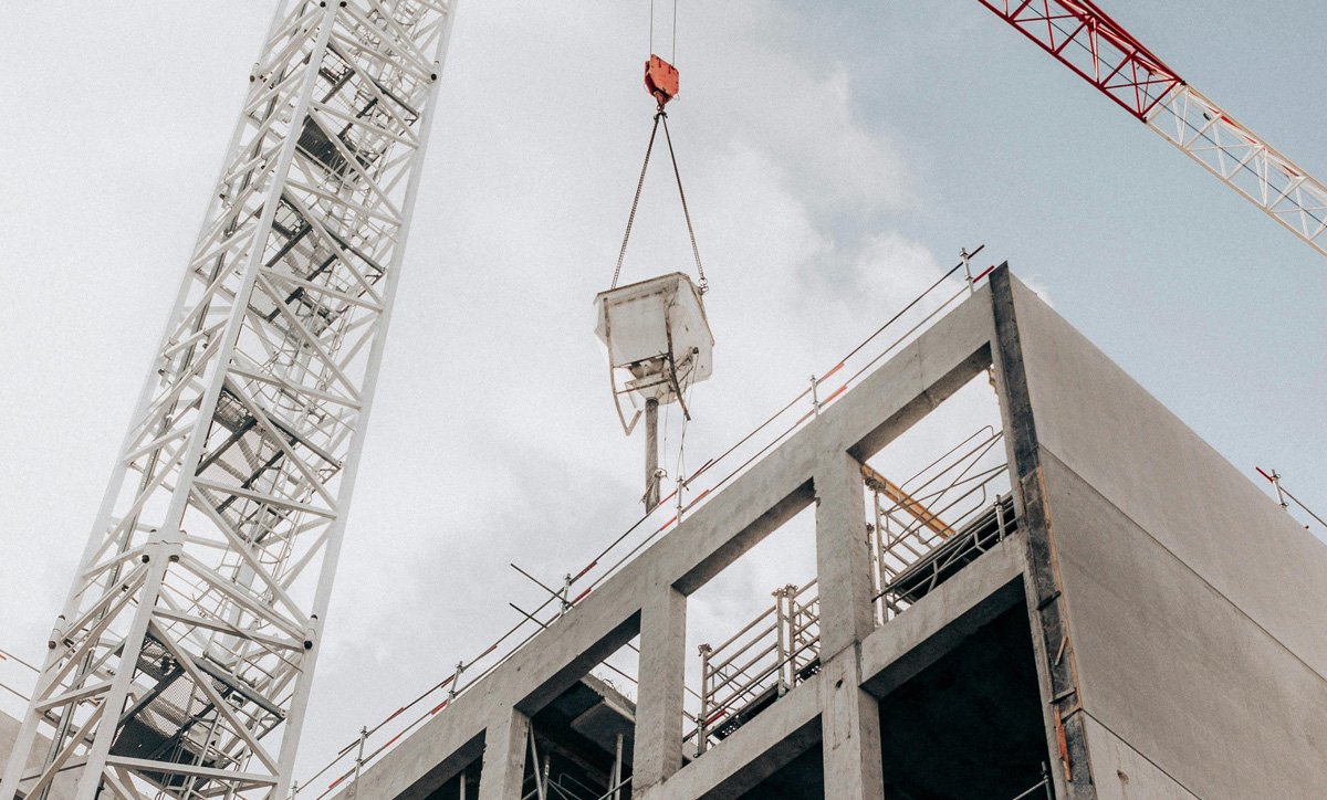 A tower crane on a construction site.